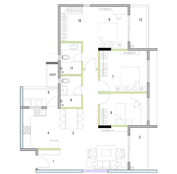 Adarsh Parkland Phase II 2.5 BHK Floorplan